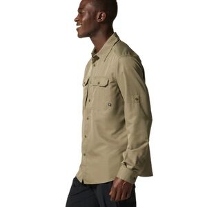 REI Mountain Hardware Canyon Long-Sleeve Beige Hiking Shirt SPF 40+ Shirt Size S